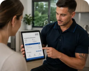 Plumber explaining a service estimate in Collaroy