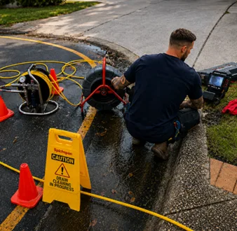 Repairing a burst drain pipe at a Collaroy home